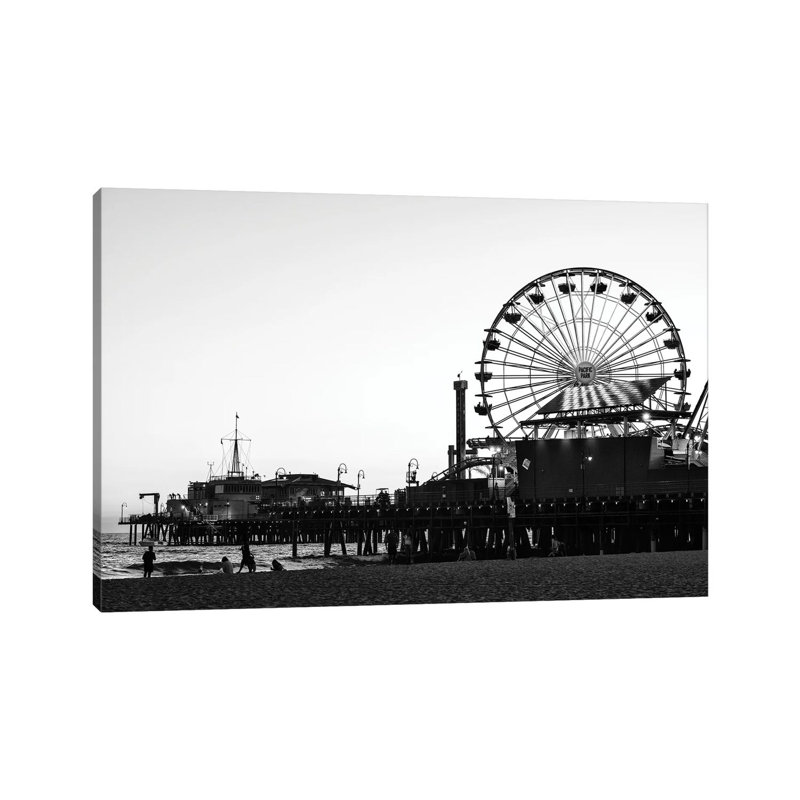 Black California Series - Santa Monica Pacific Park 1 Piece Wrapped Canvas Wall Art, 66.04 cm H x 45.72 cm W x 3.175 cm D