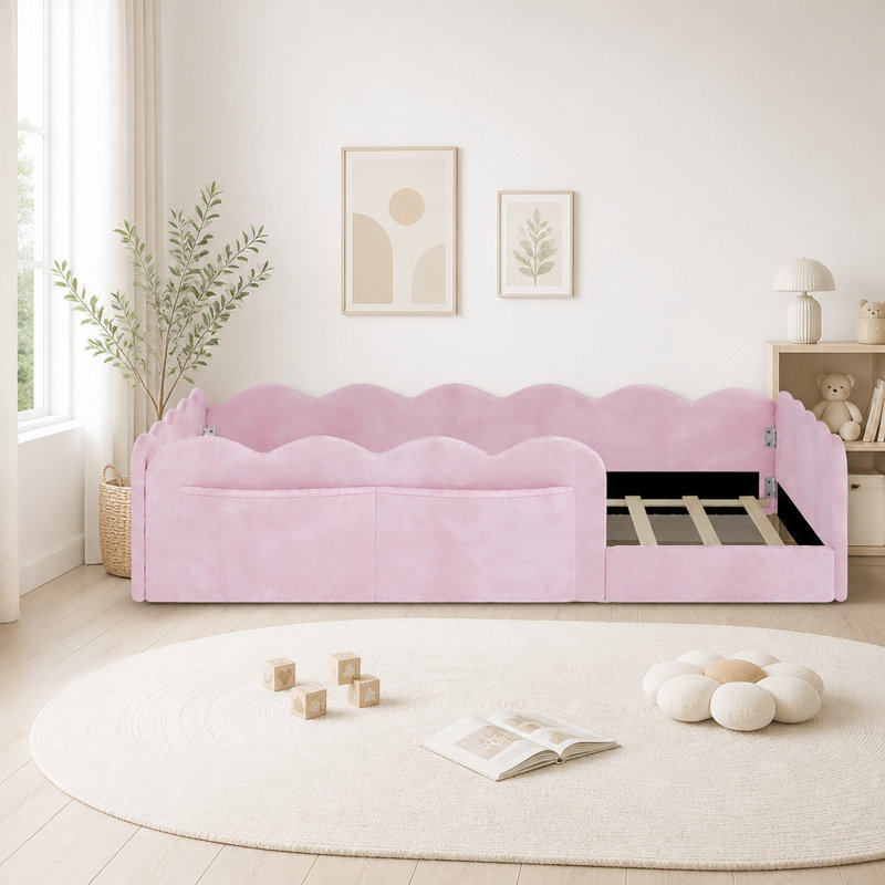 Lit de plancher rembourré, Twin, Rose