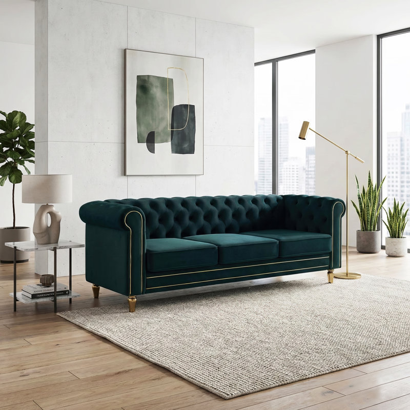 Canapé Chesterfield Crystie, Vert