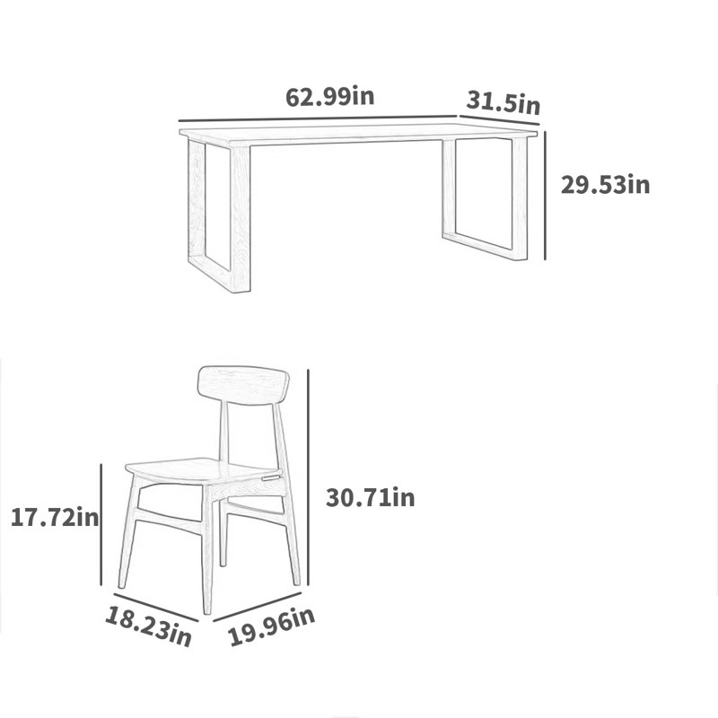 Ensemble de salle à manger L 62,99 x l 31,5