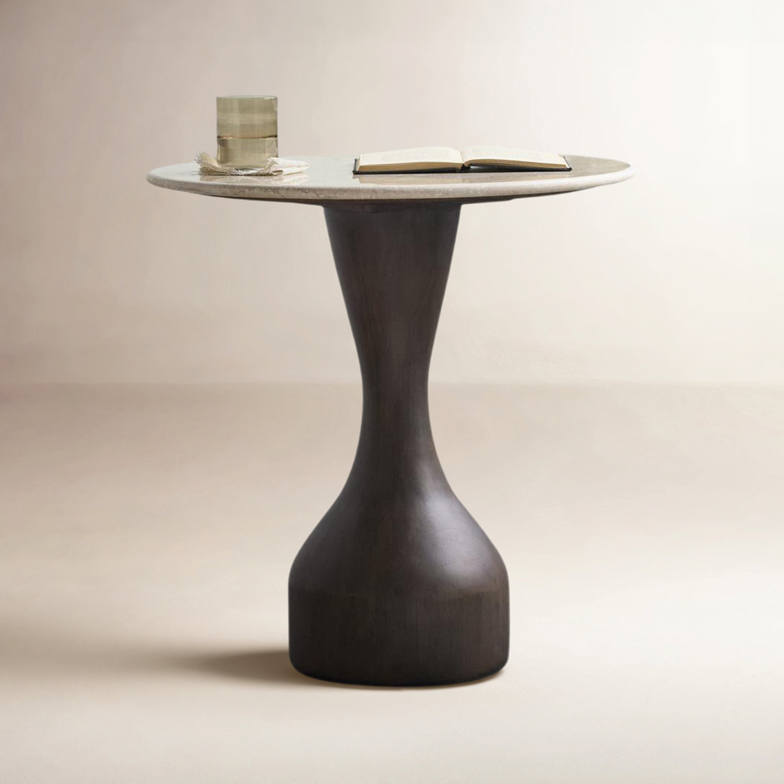 Argiro 24" Genuine Marble End Table, Brown