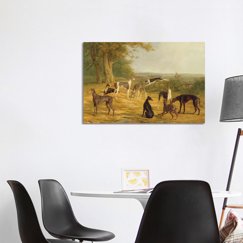 Nine Greyhounds In A Landscape by Jacques-Laurent Agasse - Wrapped Canvas Painting, 101.6 cm H x 66.04 cm W x 1.91 cm D