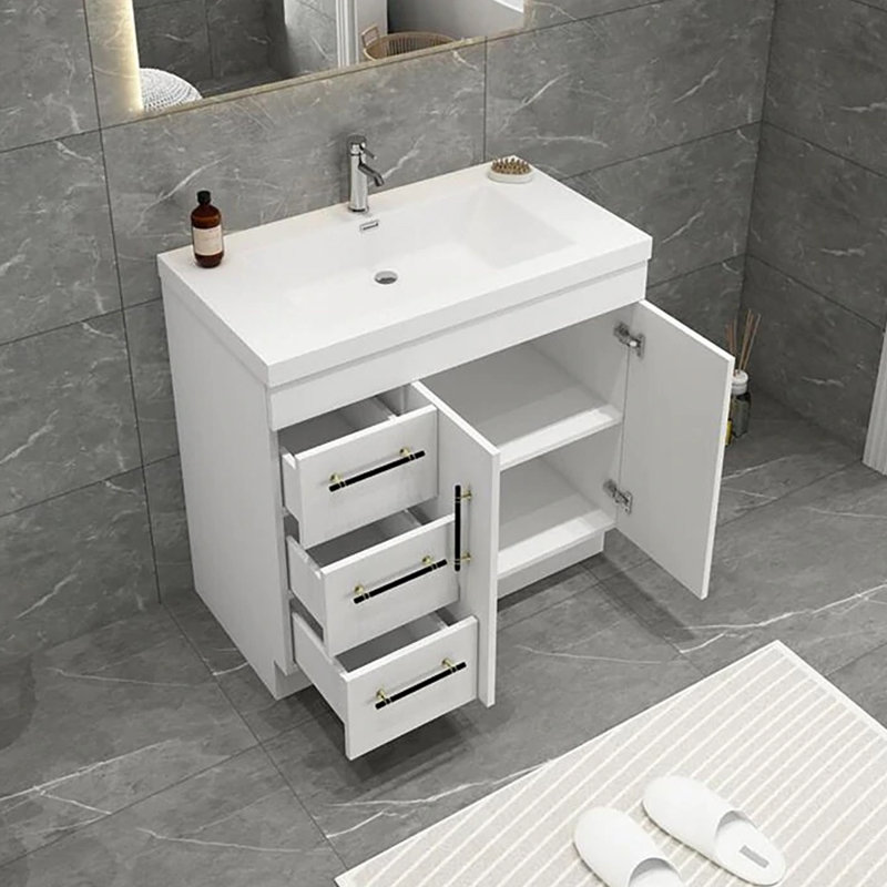 Ensemble de meuble-lavabo simple 35 po, Blanc brillant