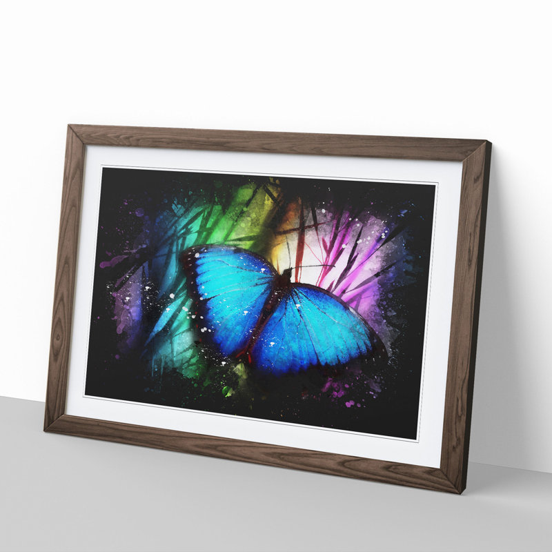 Butterfly Vol.6 - Picture Frame Painting, Walnut Framed, 65cm H x 90cm W x 2cm D