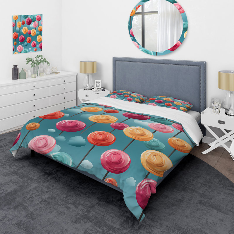 Ensemble de housse de couette Lollipop Dream Pattern IV - Desserts, Housse de couette simple + 1 taie décorative stan
