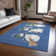 Machine Washable Indoor/Outdoor Christmas Snowman Xhevrie Navy Rug
