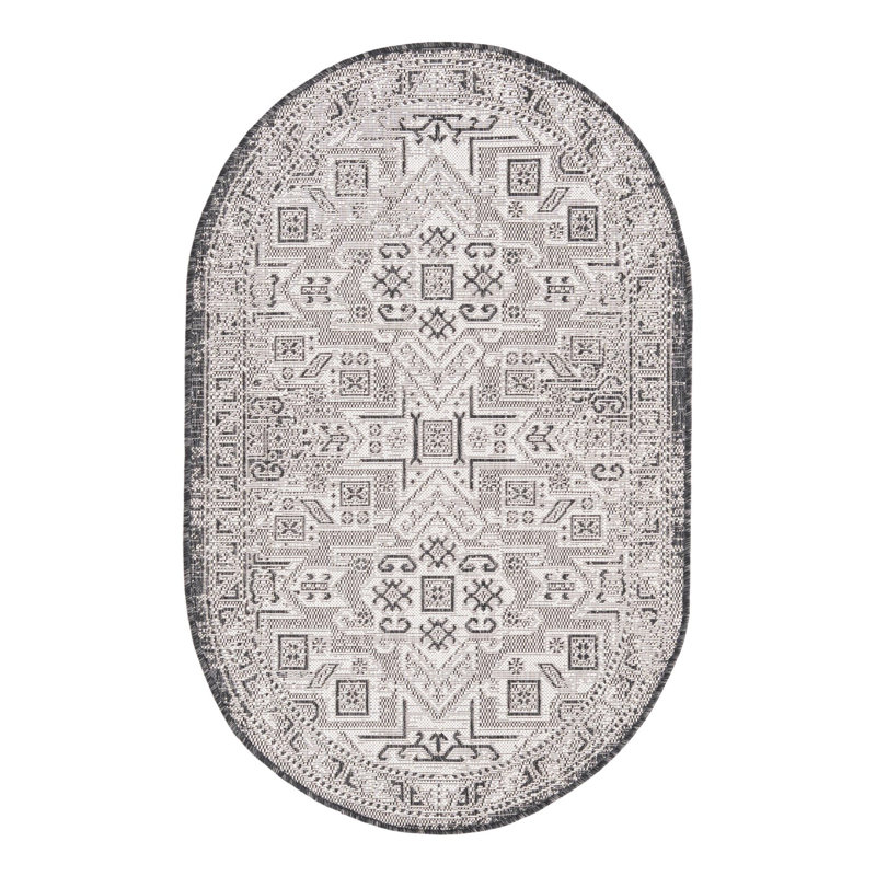 Tapis intérieur / extérieur bleu Alucard Southwestern, Ovale 3 pi 3 po x 5 pi 3 po