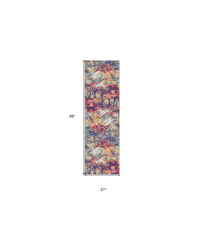 Raenae Blue and Ivory Abstract Rug, Runner 2' x 8'