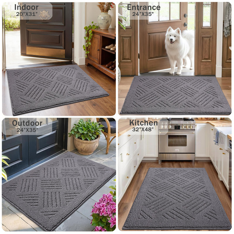 Tapis d'entrée antidérapant antidérapant Premium Premium, L 24 po x L 35 po, Gris