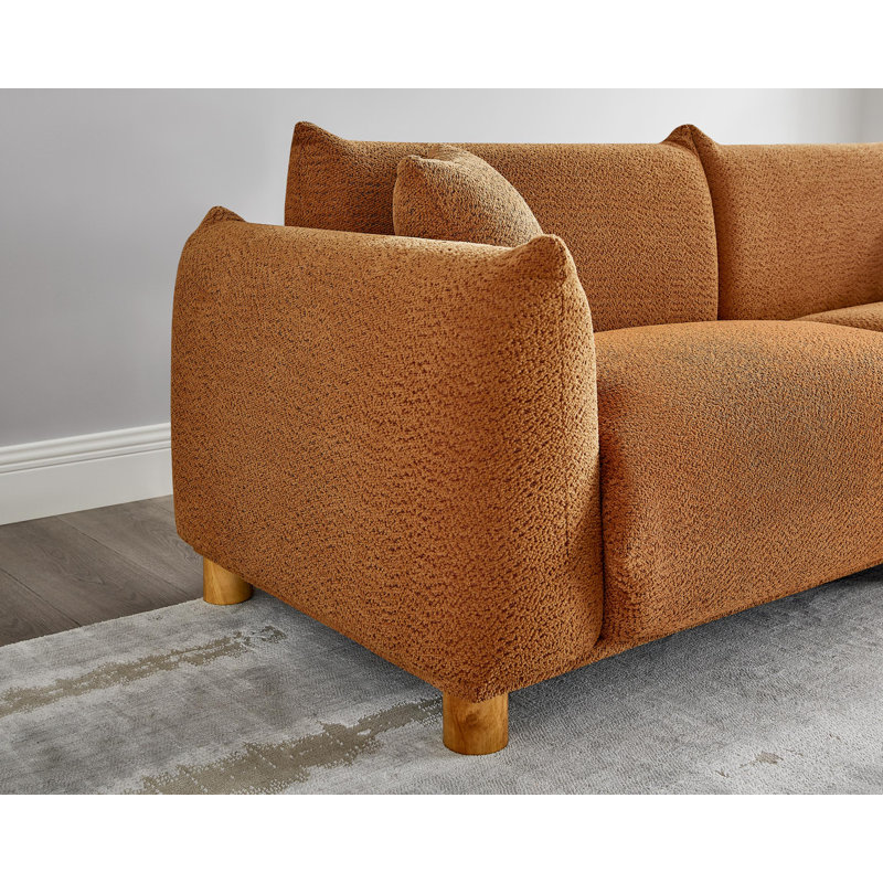 Atis 88.9in Upholstered Sofa, Rustic Orange Boucle