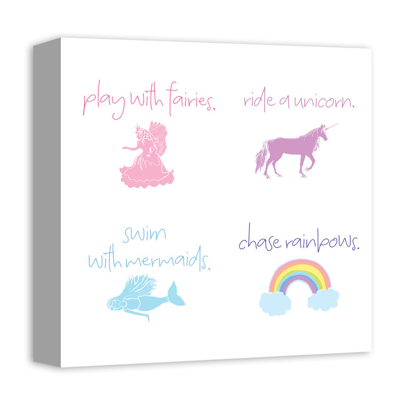 Fairies, Unicorns, Mermaids Print On Canvas; C42B568E2E1A48ACBDDEA42818CE9BA5 Square, 12" H x 12" W x 1.25" D
