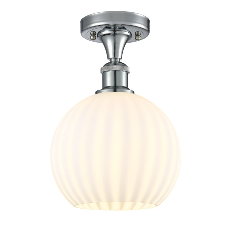 Plafonnier semi-encastré 1 lumière Ballston - Adriao, Chrome poli, H 11,25 po x l 8 po x P 8 po