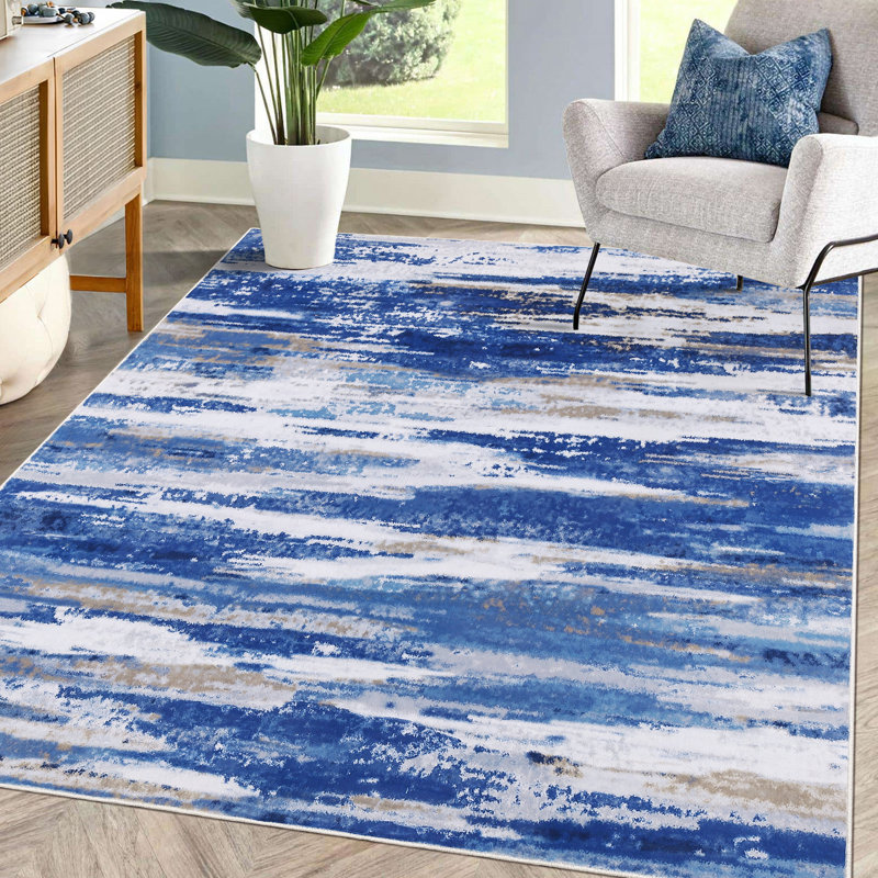 Haggerton Abstract Machine Washable Area Rug Non-Slip Rugs for Living Room Bedrooms Foldable Rugs for Playroom Office and Kitchen
