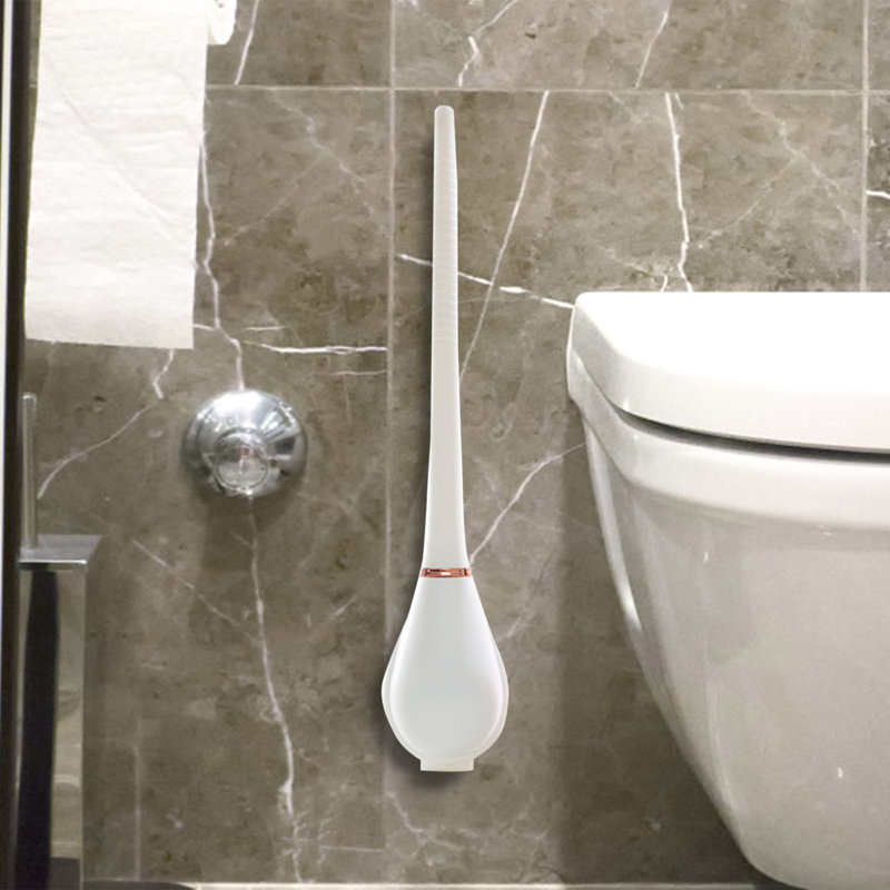 Ensemble de nettoyage pour coin de toilette avec brosse de toilette flexible, Blanc