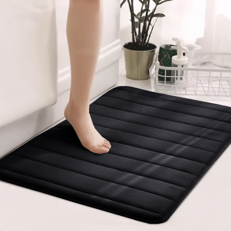 Nakiyha Rectangle Non-Slip Bath Mat, 50cmW x 80cmL, Black