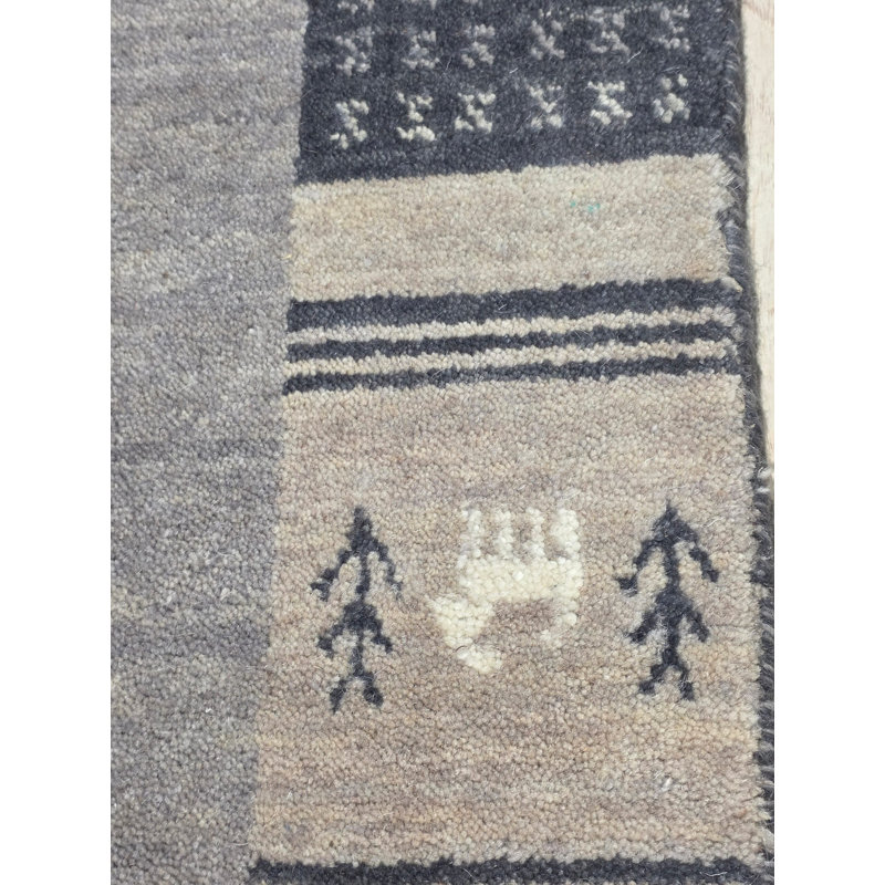 Handloomed Gray Gabbeh Tribal Wool Area Rug, 8' x 10'