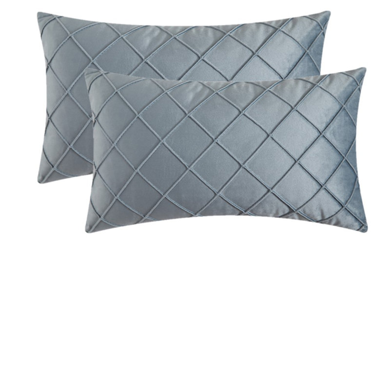 Coussins décoratifs en velours, sans insertions, 14 po x 20 po, Bleu clair, Rectangulaire