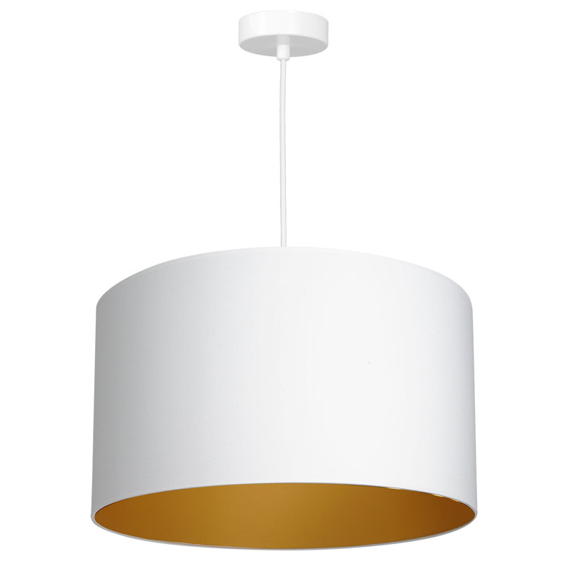 Latwanna 1 - Light Drum Chandelier, White, 110cm H x 75cm W x 75cm D, White/Gold
