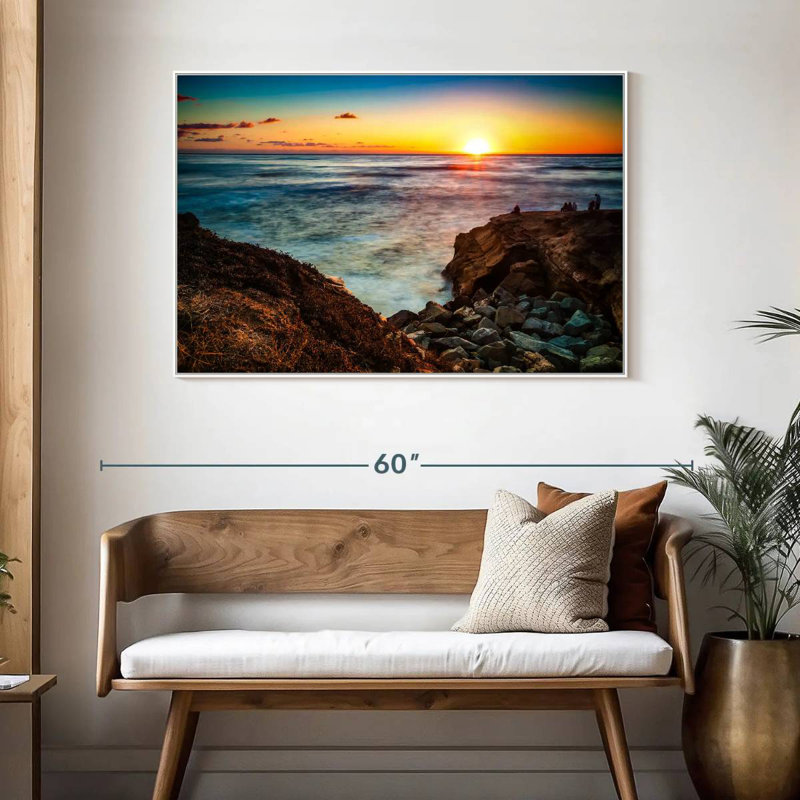 Coucher de soleil La Jolla Zabala, Cadre flottant blanc, 46 po x 31 po