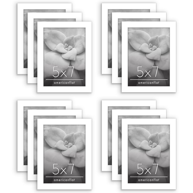 White 5x7 Classic Wall Picture Frame Set of 12
