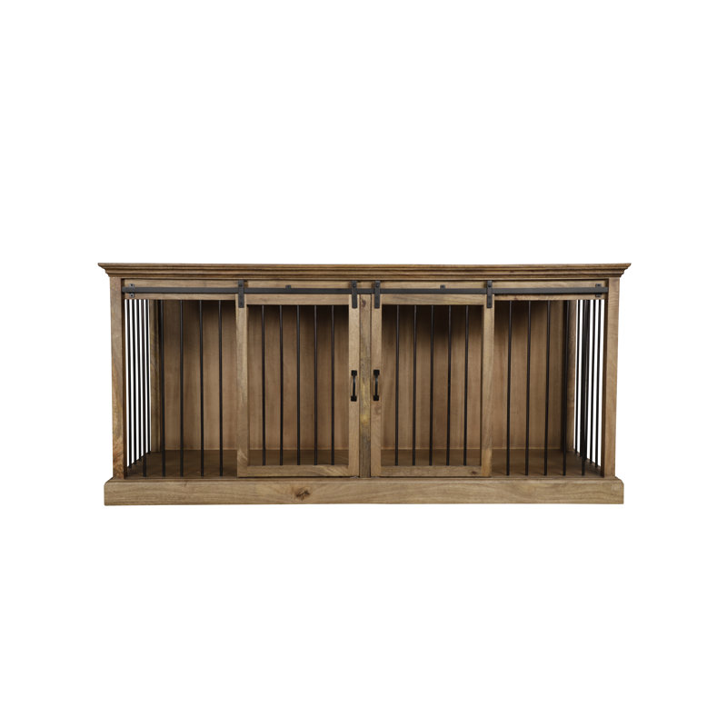 Cage pour chien Chingford, Moyen (H 35 po x l 76 po x P 25 po), Brun bois flottant