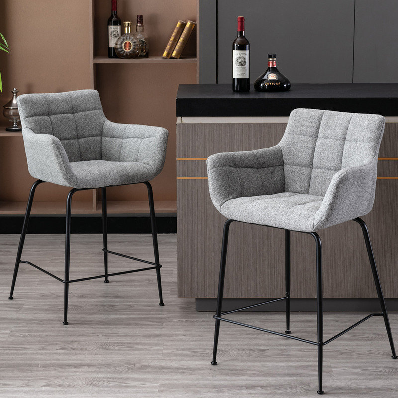 Joutel Upholstered Bar Stool, Grey / Grey