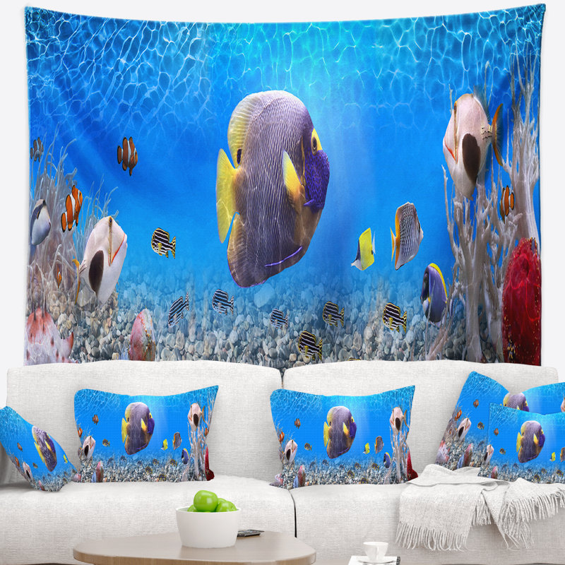 Tapisserie panorama à l’univers sous l’eau landscape, H 32 po x l 39 po