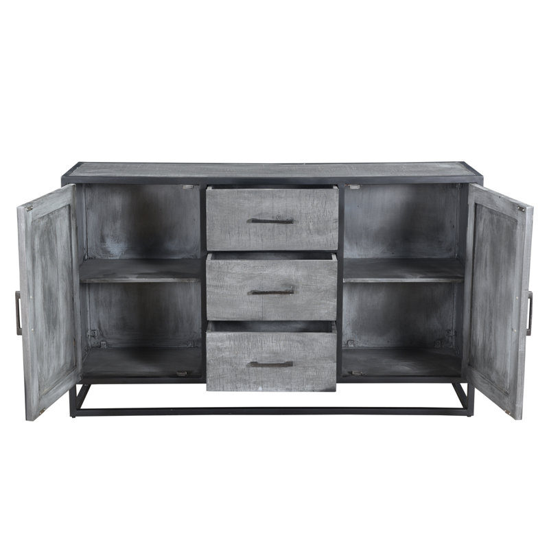 Coombes 59'' Solid Wood Sideboard, Black/Gray