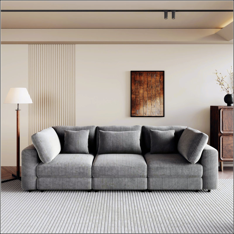 105'' 3 Seater Sofa With Removable Back Cushions And 5 Pillows