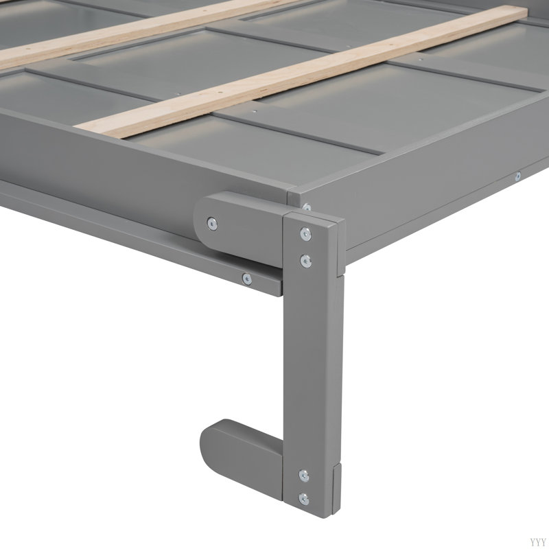 Lit escamotable mural avec tablettes Murphy, Gris, Lit double