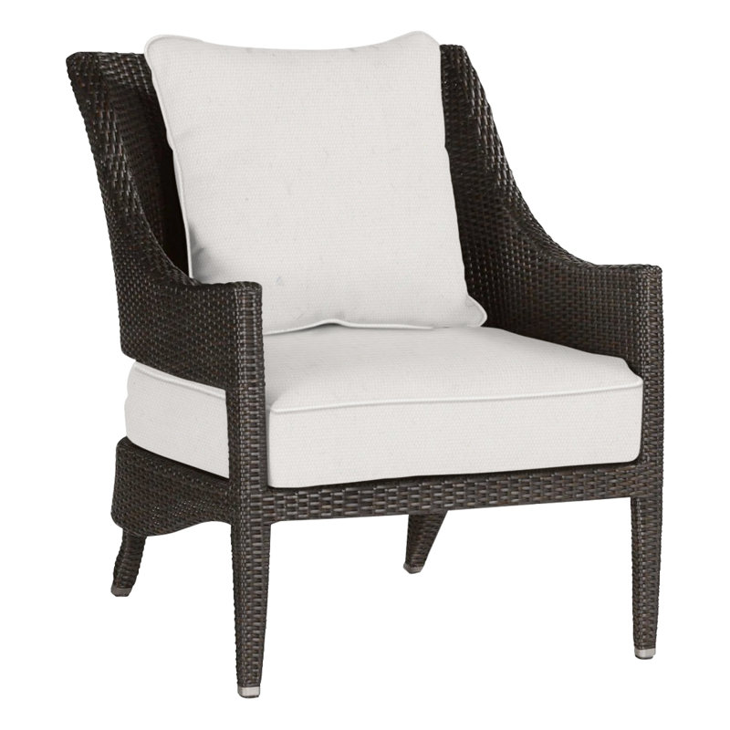 Athena Patio Lounge Chair with Cushions, Natural White, Welt, Black Walnut
