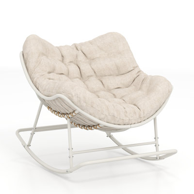 Oversized Metal Outdoor Rocker Chair With Cushion