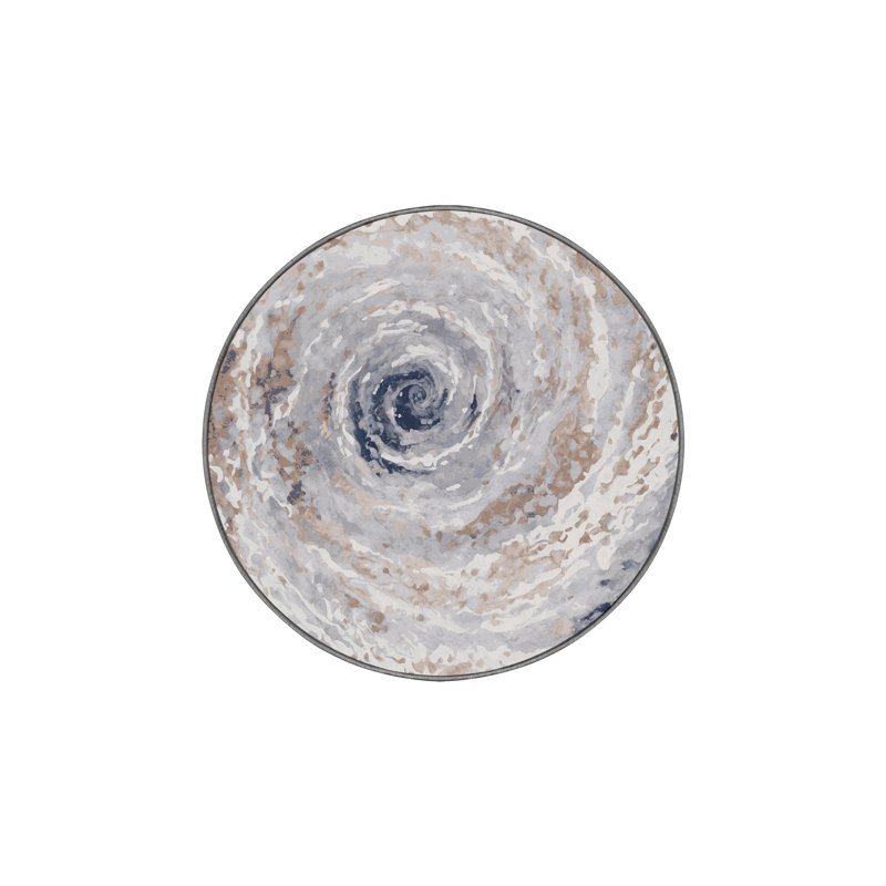 Machine Washable Gray Area Rug, Round 3'