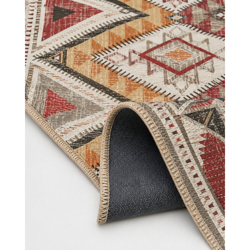 Tapis décoratif à motif géométrique croisé, Rectangle 2 pi 4 po x 4 pi