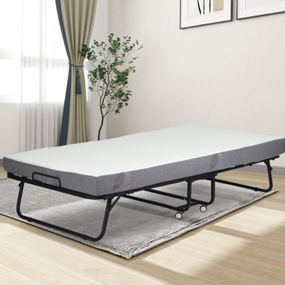 Monestime Steel Folding Bed With Memory Foam Mattress -  Alwyn Home, B464B3D1166A4A63BBBE331C4F4DF536