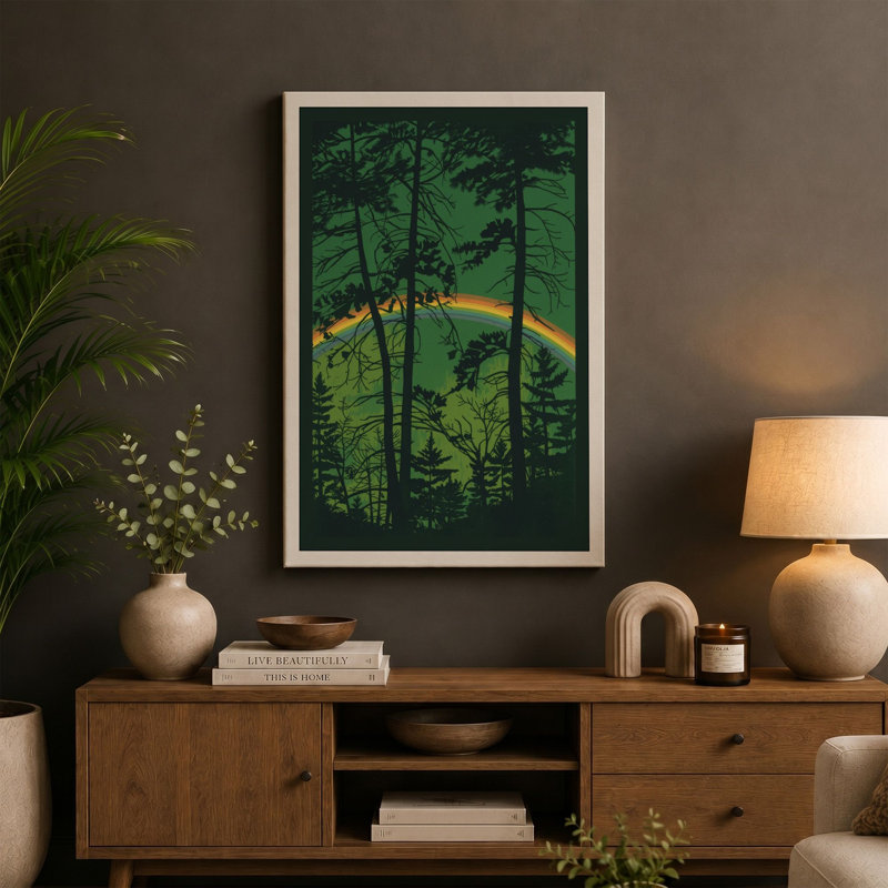 Forest Light Scandinavian - Wrapped Canvas, 36x24 - 91.4 x 61.0 cm, Cream Border