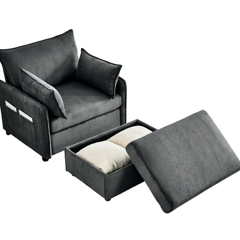 Chaise longue surdimensionnée en velours côtelé Comfy, Grey