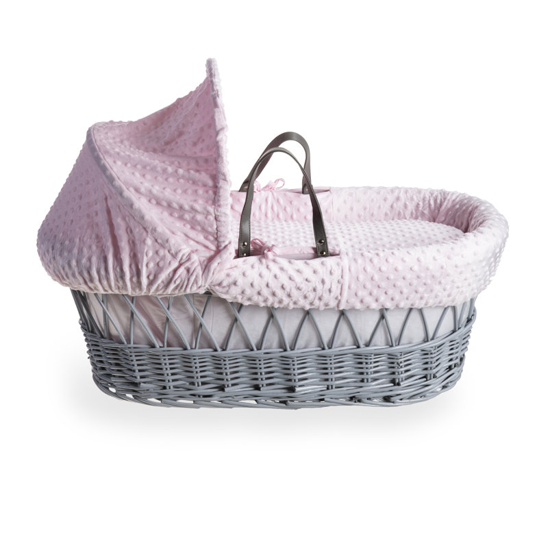 Dimple Wicker Moses Basket, Pink