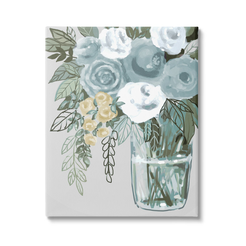 Illustration d'un vase simple en forme de bouquet de fleurs par Boho Studio - Peinture, H 48 po x l 36 po x P 1,5 po
