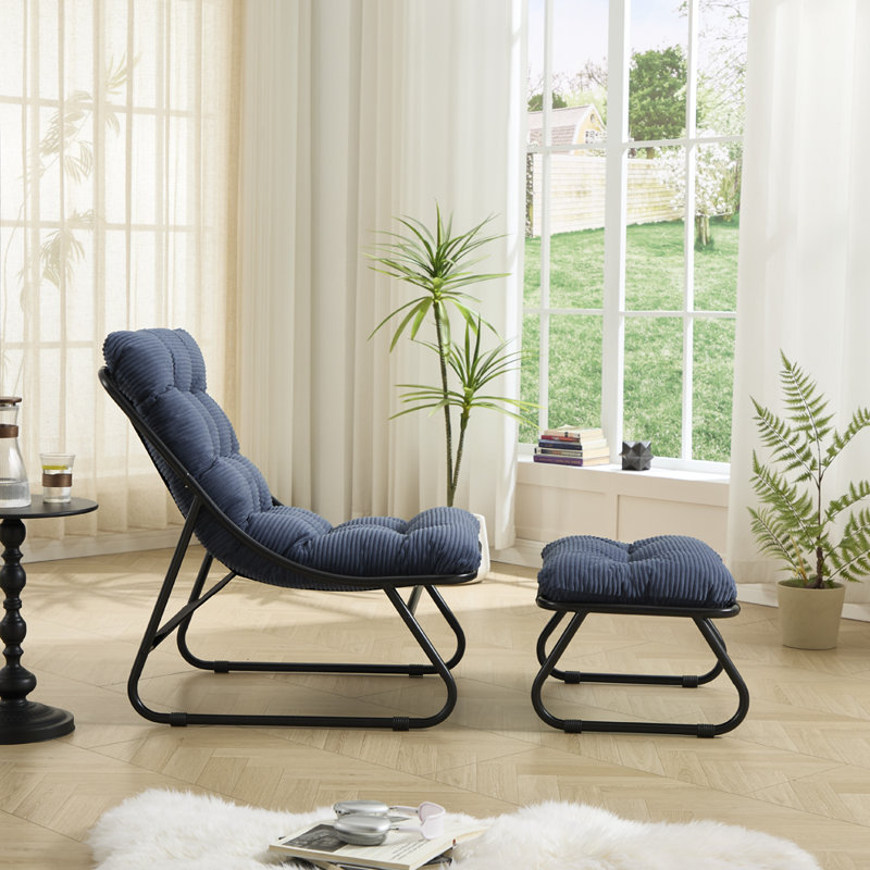 Stylish Recliner Lounge Set, Navy Blue