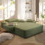 Luxueuse chaise longue en velours côtelé moelleux avec 3 coussins, canapé-lit convertible avec pochette de rangement, conception sans cadre et mousse à compression pour les petits espaces, salon, appartement, vert-125536674