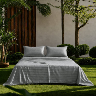 Luxury 4-Piece Full Size Sheet Set, Soft, Cooling 16 Inch Deep Pocket Sheets, Breathable Bedding, Light Gray