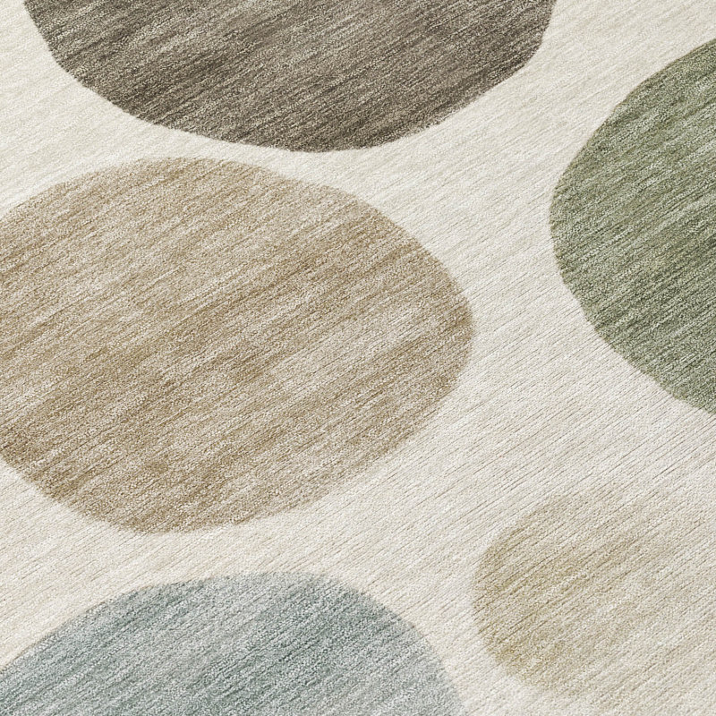 Machine Washable Indoor/Outdoor Xhevrie Ivory Rug, Rectangle 8' x 10'