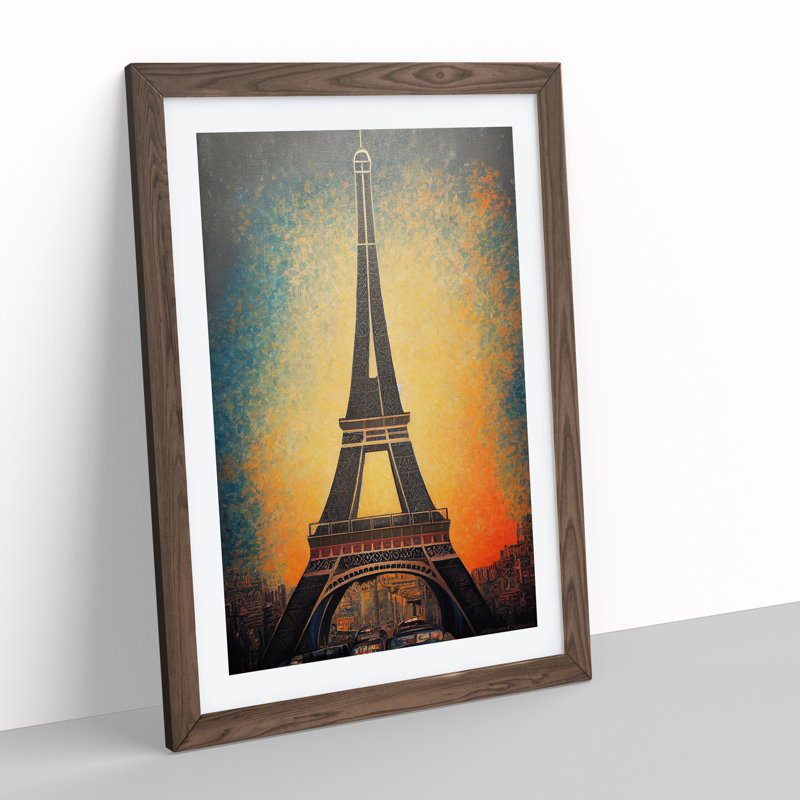 The Amazing Eiffel Tower - Single Picture Frame Painting, 64cm H x 46cm W x 2cm D, Walnut Framed