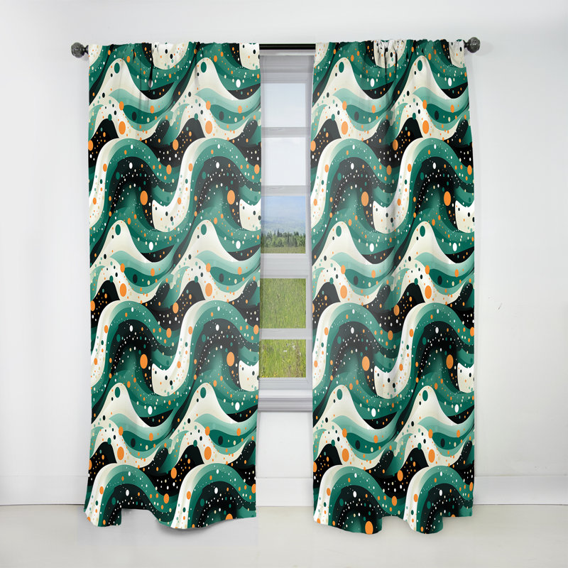 Motif tourbillon à pois nomade III - rideau abstrait - rideau obscurcissant - 1 panneau, 52" W x 84" L