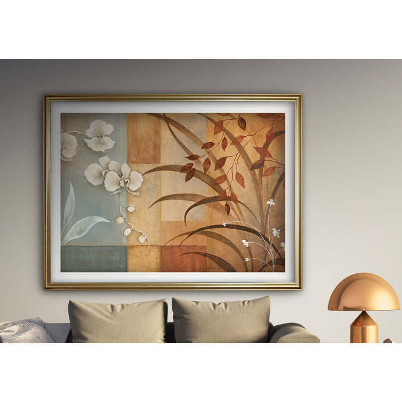 « orchidée élégance ii », reproduction de peinture à l’acrylique encadrée, H 24 po x l 32 po x P 1,5 po, Or