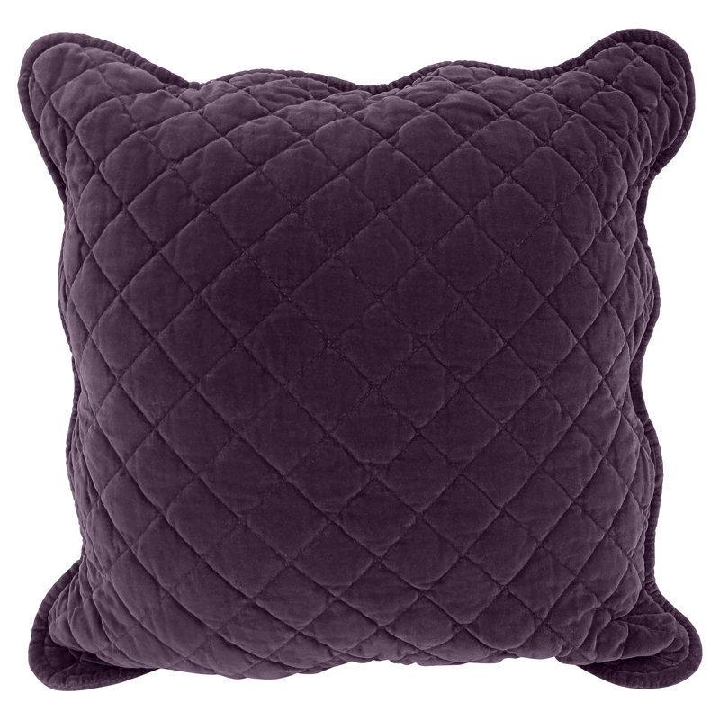 Monterra Cotton Geometric Square Velvet Luxury Cushion Cushion, Aubergine