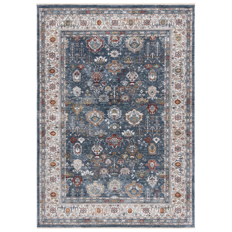 Hand-Knotted Navy Blue & Ivory Wool Blend 5' x 7' Area Rug