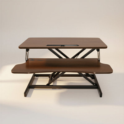 32'' W Adjustable Desk Converter, Sit Stand Desk Riser with Keyboard Tray and Dual Monitor Support