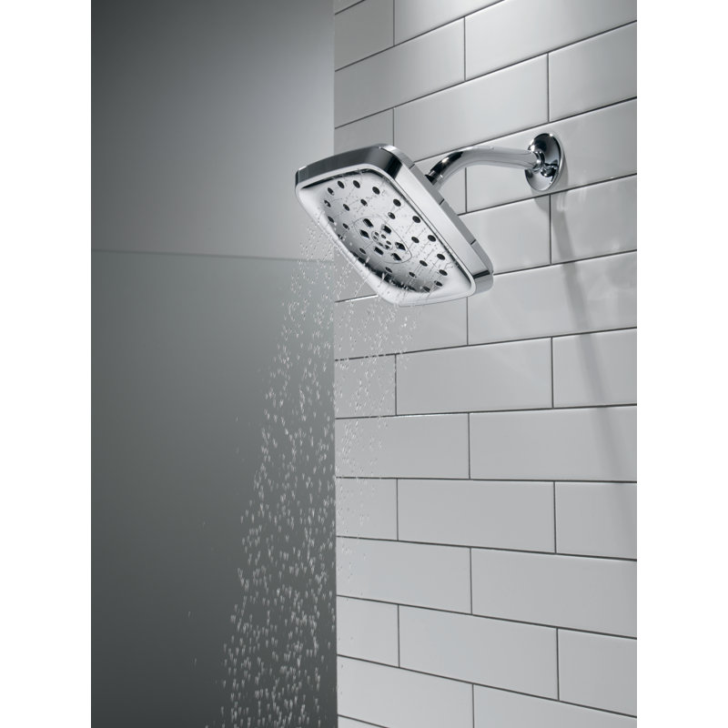 4-Setting Multi Function Fixed Shower Head with H2Okinetic Technology, Chrome